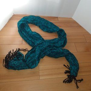 New York & Company: Green/black scarf with fringe